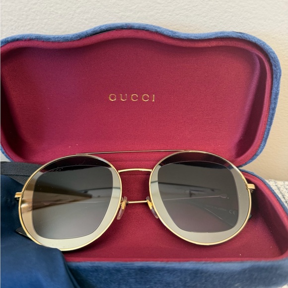 Gucci Gold Frame Sunglasses with Black tinted Lenses